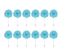 QUARKZMAN 12 Piezas de Boutonnieres de Rosa con Alfileres 3.5"x1.6" para Hombres Ceremonia de Boda Aniversario Cena Formal Fiesta Decoración de Traje Azul Cielo