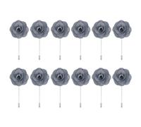 QUARKZMAN 12 Piezas de Boutonnieres de Rosa con Alfileres 3.5"x1.6" para Hombres Ceremonia de Boda Aniversario Cena Formal Fiesta Decoración de Traje Gris