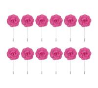 QUARKZMAN 12 Piezas de Boutonnieres de Rosa con Alfileres 3.5"x1.6" para Hombres Ceremonia de Boda Aniversario Cena Formal Fiesta Decoración de Traje Rojo Rosa