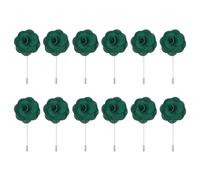 QUARKZMAN 12 Piezas de Boutonnieres de Rosa con Alfileres 3.5"x1.6" para Hombres Ceremonia de Boda Aniversario Cena Formal Fiesta Decoración de Traje Verde Oscuro