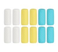 QUARKZMAN 12 Piezas De Cubiertas De Silicona para Botellas De Viaje Cubiertas Antifugas para Artículos De Aseo Elásticas Reutilizables para La Mayoría De Tamaños Blanco/Azul/Amarillo
