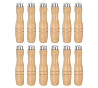 QUARKZMAN 12 Piezas de Mango de Lima de Madera de 4.13 Pulgadas y 4.8 mm de Diámetro con Agujero Redondo Mangos Ergonómicos con Collar Metálico para Limas de Metal de 6 Pulgadas