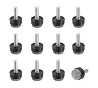 QUARKZMAN 12 Piezas Niveladores Ajustables para Patas De Muebles, Pies Niveladores Roscados M8x25x20mm para Mesas Gabinetes Sillas Sofá Muebles De Exterior, Negro
