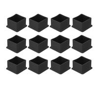 QUARKZMAN 12 Tapas de PVC para Patas de Silla Cuadradas, 38mm x 38mm OD, Negras, Protectores de Pies de Muebles para Mesas, Cubiertas de Patas de Silla, Protectores de Pisos