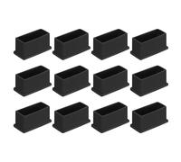 QUARKZMAN 12 Tapas de PVC para Patas de Silla Cuadradas, 50mm x 20mm OD, Negras, Protectores de Pies de Muebles para Mesas, Cubiertas de Patas de Silla