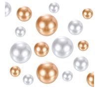 QUARKZMAN 120pcs Perlas Falsas Relleno Floreros Perlas Sin Agujeros Cuentas Perlas Flotantes Artificiales Centros Mesa Floreros Portapincelespcs para DIY 14/20/30 Mm (Oro Champán/Blanco)