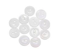 QUARKZMAN 12Pcs Botones Naturales De Concha, 2 Agujeros 10mm Borde Fino Botones De Nácar, Botón Ojo De Pez Para Camisa Abrigo Traje Chaqueta Jeans Falda Pantalón Vestido Costura, Blanco