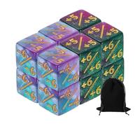 QUARKZMAN 12Pcs Dados Mágicos Contadores, Juego De Dados D6 De Acrílico para Vida con Bolsa para Accesorios De Juego De Cartas Estándar, Verde & Morado, Azul & Morado