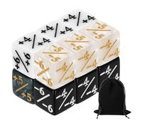 QUARKZMAN 12Pcs Dados Mágicos Contadores, Juego De Dados D6 De Fichas De Vida De Acrílico con Bolsa para Accesorios De Juegos De Cartas Estándar, Mármol Blanco, Mármol Negro, Blanco, Negro