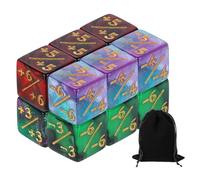 QUARKZMAN 12Pcs Dados Mágicos Contadores, Set Dados D6 Acrílicos para Vida con Bolsa para Accesorios Juego Cartas Estándar, Rojo Y Negro, Verde Y Negro, Verde Y Morado, Azul Y Morado