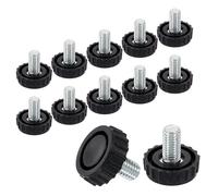 QUARKZMAN 12Pcs Pies Niveladores para Muebles con Rosca M8, 24x15mm Patas Ajustables para Mesas, Deslizadores para Muebles con Rosca para Patas de Sillas y Taburetes, Negro