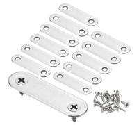 QUARKZMAN 12Pcs Soporte Recto 2.2" X 0.6" Soporte De Fijación Plano De Acero Inoxidable Placa De Refuerzo Conector De Esquina Con 24 Tornillos Para Tablas De Marco De Cama Muebles Plata