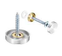 QUARKZMAN 12pcs Tornillos de Espejo, 20mm Tapas Decorativas de Acero Inoxidable 304 Fijaciones de Tornillos Tapones Planas para Cubrir Clavos para Carteles Publicitarios, Plateado