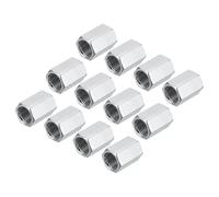 QUARKZMAN 12pcs Tuercas Acoplamiento Hexagonales 20mm 0.8" M10 X 1 Paso | Acero Al Carbono, Longitud, Tuerca Acoplamiento Para Varilla Roscas Finas Conector, Roscas Completas, Plateado