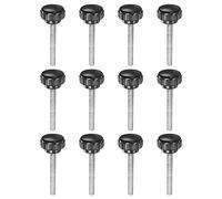 QUARKZMAN 12uds Moleteadas Sujeción Perillas M5 x 40mm Macho Rosca 20mm Cabeza Agarre Plástico Métrico Mariposa Tornillo Perno Perillas Roscado Perno Manijas, Negro