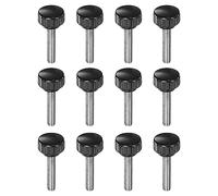 QUARKZMAN 12uds Moleteadas Sujeción Perillas M8 x 40mm Macho Rosca 25mm Cabeza Agarre Plástico Métrico Mariposa Tornillo Perno Perillas Roscado Perno Manijas, Negro