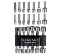 QUARKZMAN 14uds Hexagonal Tuerca Destornillador Taladro Barrena 3/16"-7/16" 5-12mm Métrico SAE 6 puntas Taladro Dado 1/4" Hexagonal Vástago CR-V Acero Rápido-Cambio Tuerca Impacto