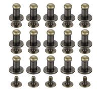 QUARKZMAN 15 Juegos de Remaches de Cabeza de Bola de Latón, Botón de Remache de Pezón con Tornillo de 4 mm de Diámetro para Manualidades en Cuero, Bronce