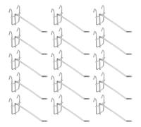 QUARKZMAN 15 Pcs 5.91" Gancho de Exhibición para Panel de Rejilla de Metal, Gancho de Panel de Clavija de Pared de Rejilla para Supermercados, Boutiques, Tiendas de Accesorios(Plateado)