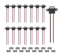 QUARKZMAN 15 Piezas Conector Chasis Tipo C Hembra Impermeable, Terminal Horizontal Con Anillo De Goma Para Instalación De Puerto De Carga USB-C DIY, Socket De Panel Con Cable Pigtail.