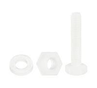QUARKZMAN 150 Pcs/50 Juegos Tornillos de Cabeza Hexagonal de Nylon, M3 x 15mm Tornillos Hexagonal Plástico Roscado Completo con Tuercas y Arandelas Planas para Accesorios Industriales