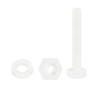QUARKZMAN 150 Pcs/50 Juegos Tornillos de Cabeza Hexagonal de Nylon, M3 x 20mm Tornillos Hexagonal Plástico Roscado Completo con Tuercas y Arandelas Planas para Accesorios Industriales