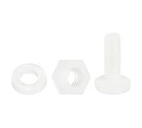 QUARKZMAN 150 Pcs/50 Juegos Tornillos de Cabeza Hexagonal de Nylon, M3 x 8mm Tornillos Hexagonal Plástico Roscado Completo con Tuercas y Arandelas Planas para Accesorios Industriales