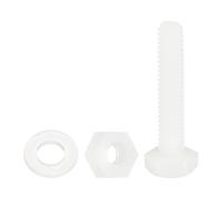 QUARKZMAN 150 Pcs/50 Juegos Tornillos de Cabeza Hexagonal de Nylon, M4 x 20mm Tornillos Hexagonal Plástico Roscado Completo con Tuercas y Arandelas Planas para Accesorios Industriales
