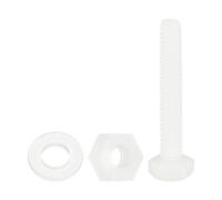 QUARKZMAN 150 Pcs/50 Juegos Tornillos de Cabeza Hexagonal de Nylon, M4 x 25mm Tornillos Hexagonal Plástico Roscado Completo con Tuercas y Arandelas Planas para Accesorios Industriales