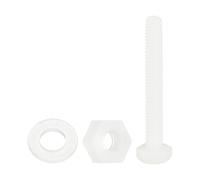 QUARKZMAN 150 Pcs/50 Juegos Tornillos de Cabeza Hexagonal de Nylon, M4 x 30mm Tornillos Hexagonal Plástico Roscado Completo con Tuercas y Arandelas Planas para Accesorios Industriales