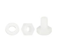 QUARKZMAN 150 Pcs/50 Juegos Tornillos de Cabeza Hexagonal de Nylon, M4 x 6mm Tornillos Hexagonal Plástico Roscado Completo con Tuercas y Arandelas Planas para Accesorios Industriales