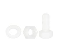QUARKZMAN 150 Pcs/50 Juegos Tornillos de Cabeza Hexagonal de Nylon, M5 x 12mm Tornillos Hexagonal Plástico Roscado Completo con Tuercas y Arandelas Planas para Accesorios Industriales