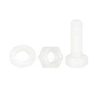 QUARKZMAN 150 Pcs/50 Juegos Tornillos de Cabeza Hexagonal de Nylon, M5 x 15mm Tornillos Hexagonal Plástico Roscado Completo con Tuercas y Arandelas Planas para Accesorios Industriales