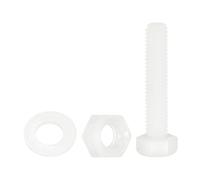 QUARKZMAN 150 Pcs/50 Juegos Tornillos de Cabeza Hexagonal de Nylon, M5 x 25mm Tornillos Hexagonal Plástico Roscado Completo con Tuercas y Arandelas Planas para Accesorios Industriales