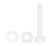 QUARKZMAN 150 Pcs/50 Juegos Tornillos de Cabeza Hexagonal de Nylon, M5 x 30mm Tornillos Hexagonal Plástico Roscado Completo con Tuercas y Arandelas Planas para Accesorios Industriales