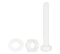 QUARKZMAN 150 Pcs/50 Juegos Tornillos de Cabeza Hexagonal de Nylon, M5 x 35mm Tornillos Hexagonal Plástico Roscado Completo con Tuercas y Arandelas Planas para Accesorios Industriales