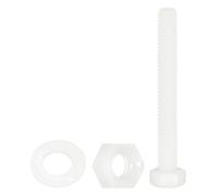 QUARKZMAN 150 Pcs/50 Juegos Tornillos de Cabeza Hexagonal de Nylon, M5 x 40mm Tornillos Hexagonal Plástico Roscado Completo con Tuercas y Arandelas Planas para Accesorios Industriales