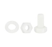 QUARKZMAN 150 Pcs/50 Juegos Tornillos de Cabeza Hexagonal de Nylon, M6 x 12mm Tornillos Hexagonal Plástico Roscado Completo con Tuercas y Arandelas Planas para Accesorios Industriales