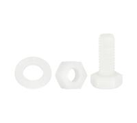 QUARKZMAN 150 Pcs/50 Juegos Tornillos de Cabeza Hexagonal de Nylon, M6 x 15mm Tornillos Hexagonal Plástico Roscado Completo con Tuercas y Arandelas Planas para Accesorios Industriales