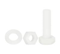 QUARKZMAN 150 Pcs/50 Juegos Tornillos de Cabeza Hexagonal de Nylon, M6 x 20mm Tornillos Hexagonal Plástico Roscado Completo con Tuercas y Arandelas Planas para Accesorios Industriales