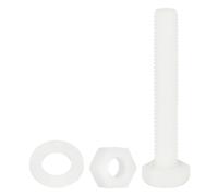 QUARKZMAN 150 Pcs/50 Juegos Tornillos de Cabeza Hexagonal de Nylon, M6 x 40mm Tornillos Hexagonal Plástico Roscado Completo con Tuercas y Arandelas Planas para Accesorios Industriales