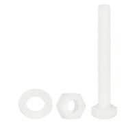 QUARKZMAN 150 Pcs/50 Juegos Tornillos de Cabeza Hexagonal de Nylon, M6 x 50mm Tornillos Hexagonal Plástico Roscado Completo con Tuercas y Arandelas Planas para Accesorios Industriales