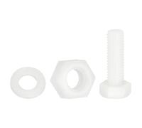 QUARKZMAN 150 Pcs/50 Juegos Tornillos de Cabeza Hexagonal de Nylon, M8 x 25mm Tornillos Hexagonal Plástico Roscado Completo con Tuercas y Arandelas Planas para Accesorios Industriales