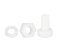 QUARKZMAN 150 Pcs/50 Sets Tornillos Hexagonales Nylon M8 X 15mm Con Arandelas Planas Y Tuercas Para Accesorios Industriales Blancos