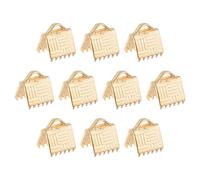 QUARKZMAN 150 Piezas Abrazaderas Terminales Cinta, 6mm Textura Rayas Pinza Extremo Cordón para Extremos Marcapáginas Encaje Llavero Pulsera, Dorado