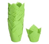 QUARKZMAN 150 Piezas Moldes Para Hornear Tipo tulleipán Para Cupcakes Y Cupcakes Envoltorios De Papel Antiadherente Para Bodas Cumpleaños Fiestas Navidad (3.1" x 2", Verde)