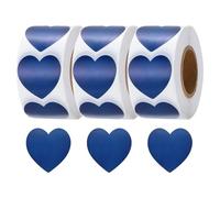 QUARKZMAN 1500 Piezas de Pegatinas de Corazón de 1 Pulgada Etiquetas de Papel Autoadhesivas para Manualidades DIY Regalos de Boda Tienda Hogar Aula, Azul Oscuro, 3 Rollos/500 por Rollo