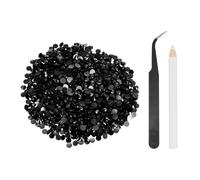 QUARKZMAN 1500pcs Resina Diamantes para Manualidades, SS30 6mm Gemas de Reverso Plano Redondos Brillantes con Herramientas de Recogida, Ideal para Decorar Uñas, Vasos, Tazas y Ropa, Negro