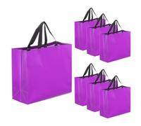 QUARKZMAN 15Pcs Bolsas De Regalo laser Con Asas Al Por Mayor, 5.1" x 13" x 10.6" Bolsas De Favor De Fiesta De Tela No Tejida Con Acabado Brillante Bolsas De Regalo Reutilizables, Morado