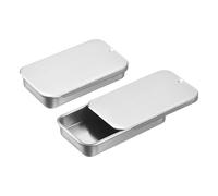 QUARKZMAN 16 Pcs Caja De Metal Estañado 2.4x1.3x0.4 Pulgadas Plata Brumada | Caja Estañada Rectangular Vacía Con Tapa Deslizante, Caja Mini Portátil, Para cosméticos Manualidades